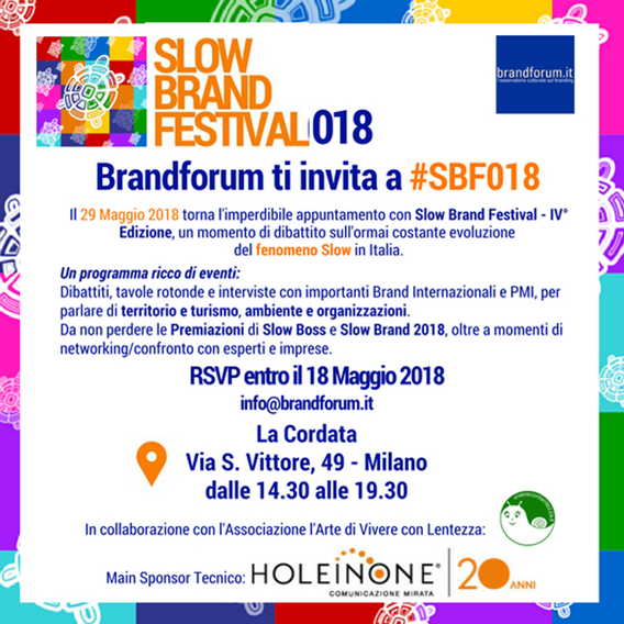 Slow Brand Festival 2018, in collaborazione con ALMED (Univ Cattolica)