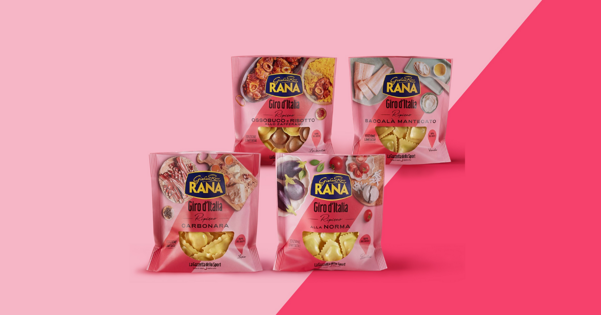 Il packaging dei ravioli Rana si tinge di rosa per celebrare il Giro d’Italia
