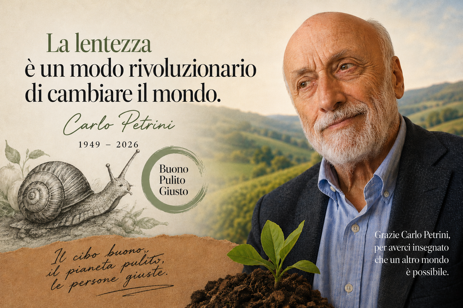 La lentezza, modo rivoluzionario di cambiare il mondo. Un omaggio a Carlo Petrini